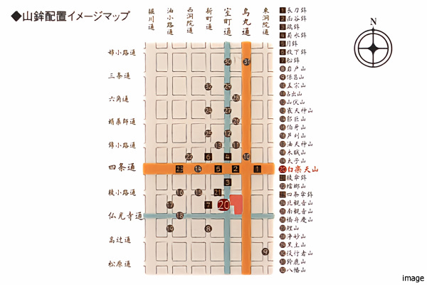 山鉾配置イメージマップ|四条烏丸クロスマーク