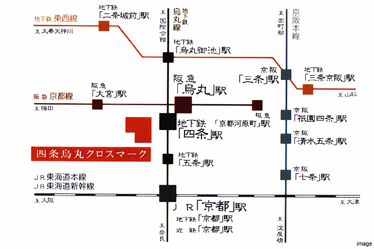 交通図|四条烏丸クロスマーク